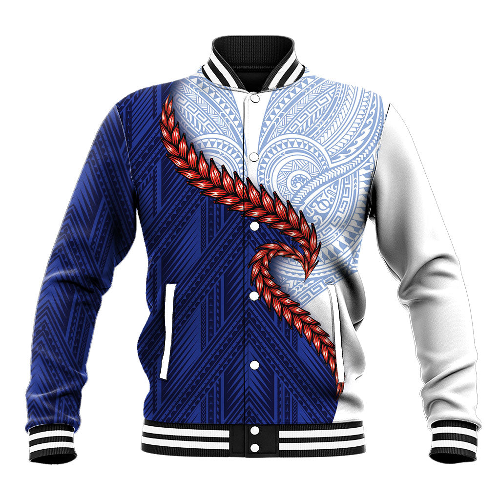Ula Fala Red Samoa Chief Baseball Jacket Samoan Art Black Tribal LT9 Unisex Blue - Polynesian Pride