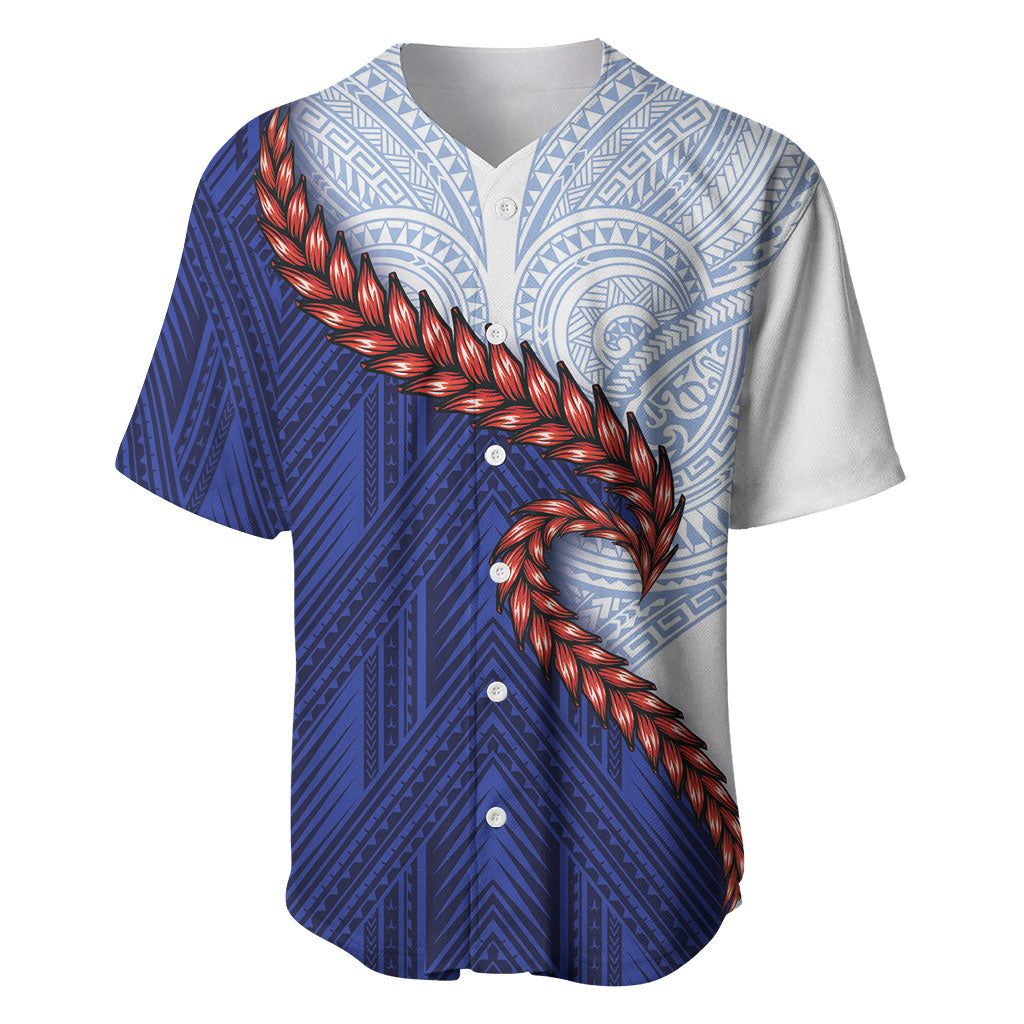 Ula Fala Red Samoa Chief Baseball Jersey Samoan Art Black Tribal LT9 Blue - Polynesian Pride