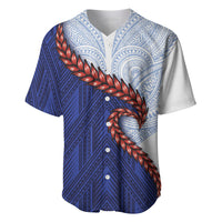 Ula Fala Red Samoa Chief Baseball Jersey Samoan Art Black Tribal LT9 Blue - Polynesian Pride