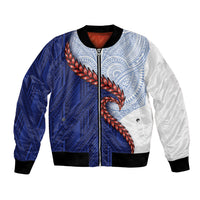 Ula Fala Red Samoa Chief Bomber Jacket Samoan Art Black Tribal LT9 Unisex Blue - Polynesian Pride