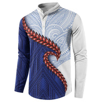 Ula Fala Red Samoa Chief Button Sweatshirt Samoan Art Black Tribal LT9 - Polynesian Pride