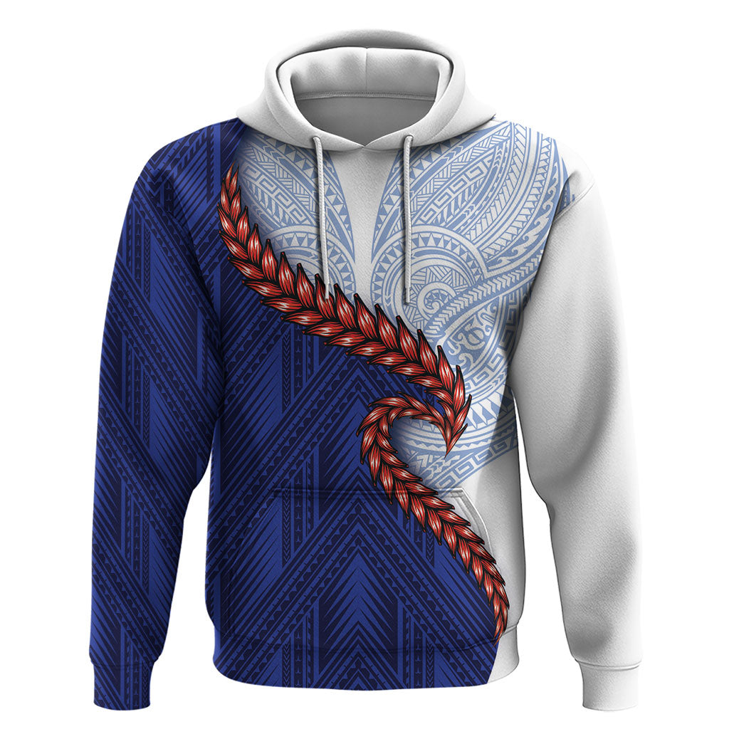 Ula Fala Red Samoa Chief Zip Hoodie Samoan Art Black Tribal LT9 Pullover Hoodie Blue - Polynesian Pride