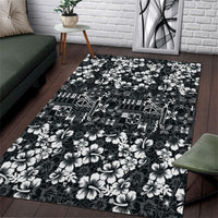 Black Hawaiian Tapa Tribal Hibiscus Area Rug LT9 Black - Polynesian Pride
