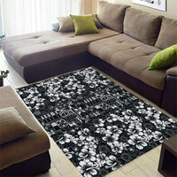 Black Hawaiian Tapa Tribal Hibiscus Area Rug LT9 - Polynesian Pride