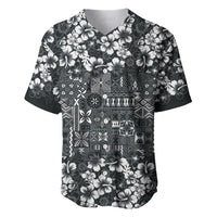 Black Hawaiian Tapa Tribal Hibiscus Baseball Jersey LT9 Black - Polynesian Pride