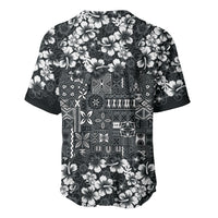 Black Hawaiian Tapa Tribal Hibiscus Baseball Jersey LT9 - Polynesian Pride