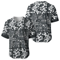 Black Hawaiian Tapa Tribal Hibiscus Baseball Jersey LT9 - Polynesian Pride