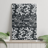 Black Hawaiian Tapa Tribal Hibiscus Canvas Wall Art LT9 - Polynesian Pride