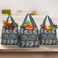 Black Hawaiian Tapa Tribal Hibiscus Grocery Bag LT9 3-pack One Size Black - Polynesian Pride