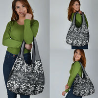 Black Hawaiian Tapa Tribal Hibiscus Grocery Bag LT9 - Polynesian Pride