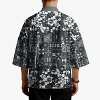 Black Hawaiian Tapa Tribal Hibiscus Kimono LT9 - Polynesian Pride