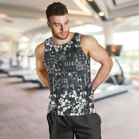 Black Hawaiian Tapa Tribal Hibiscus Men Tank Top LT9 Black - Polynesian Pride