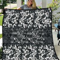 Black Hawaiian Tapa Tribal Hibiscus Quilt LT9 Black - Polynesian Pride