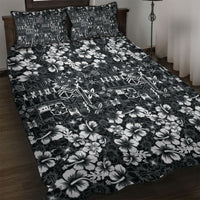 Black Hawaiian Tapa Tribal Hibiscus Quilt Bed Set LT9 Black - Polynesian Pride