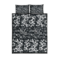 Black Hawaiian Tapa Tribal Hibiscus Quilt Bed Set LT9 - Polynesian Pride