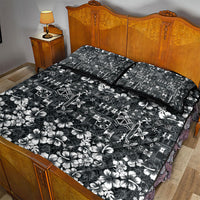 Black Hawaiian Tapa Tribal Hibiscus Quilt Bed Set LT9 - Polynesian Pride