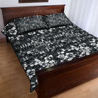 Black Hawaiian Tapa Tribal Hibiscus Quilt Bed Set LT9 - Polynesian Pride