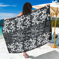 Black Hawaiian Tapa Tribal Hibiscus Sarong LT9 One Size 44 x 66 inches Black - Polynesian Pride