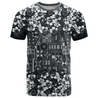 Black Hawaiian Tapa Tribal Hibiscus T Shirt LT9 Black - Polynesian Pride