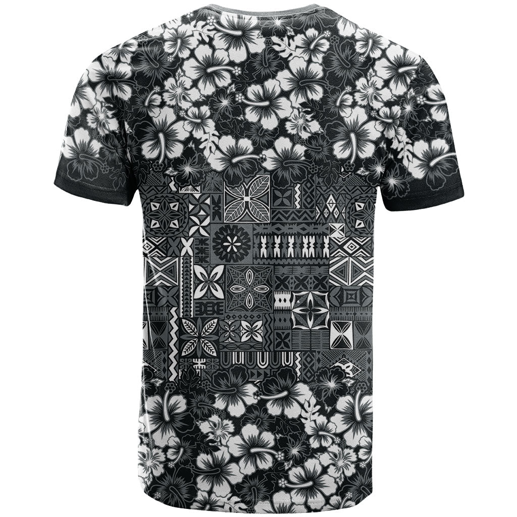 Black Hawaiian Tapa Tribal Hibiscus T Shirt LT9 - Polynesian Pride