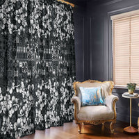 Black Hawaiian Tapa Tribal Hibiscus Window Curtain LT9 - Polynesian Pride