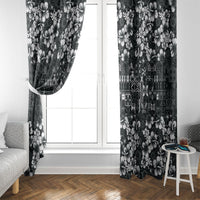 Black Hawaiian Tapa Tribal Hibiscus Window Curtain LT9 - Polynesian Pride