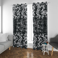 Black Hawaiian Tapa Tribal Hibiscus Window Curtain LT9 With Grommets Black - Polynesian Pride