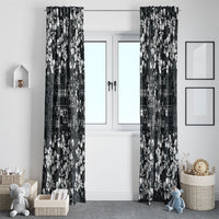 Black Hawaiian Tapa Tribal Hibiscus Window Curtain LT9 - Polynesian Pride