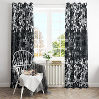 Black Hawaiian Tapa Tribal Hibiscus Window Curtain LT9 - Polynesian Pride