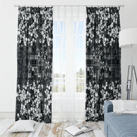Black Hawaiian Tapa Tribal Hibiscus Window Curtain LT9 - Polynesian Pride