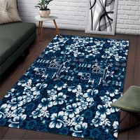 Blue Hawaiian Tapa Tribal Hibiscus Area Rug LT9 Blue - Polynesian Pride