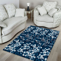 Blue Hawaiian Tapa Tribal Hibiscus Area Rug LT9 - Polynesian Pride