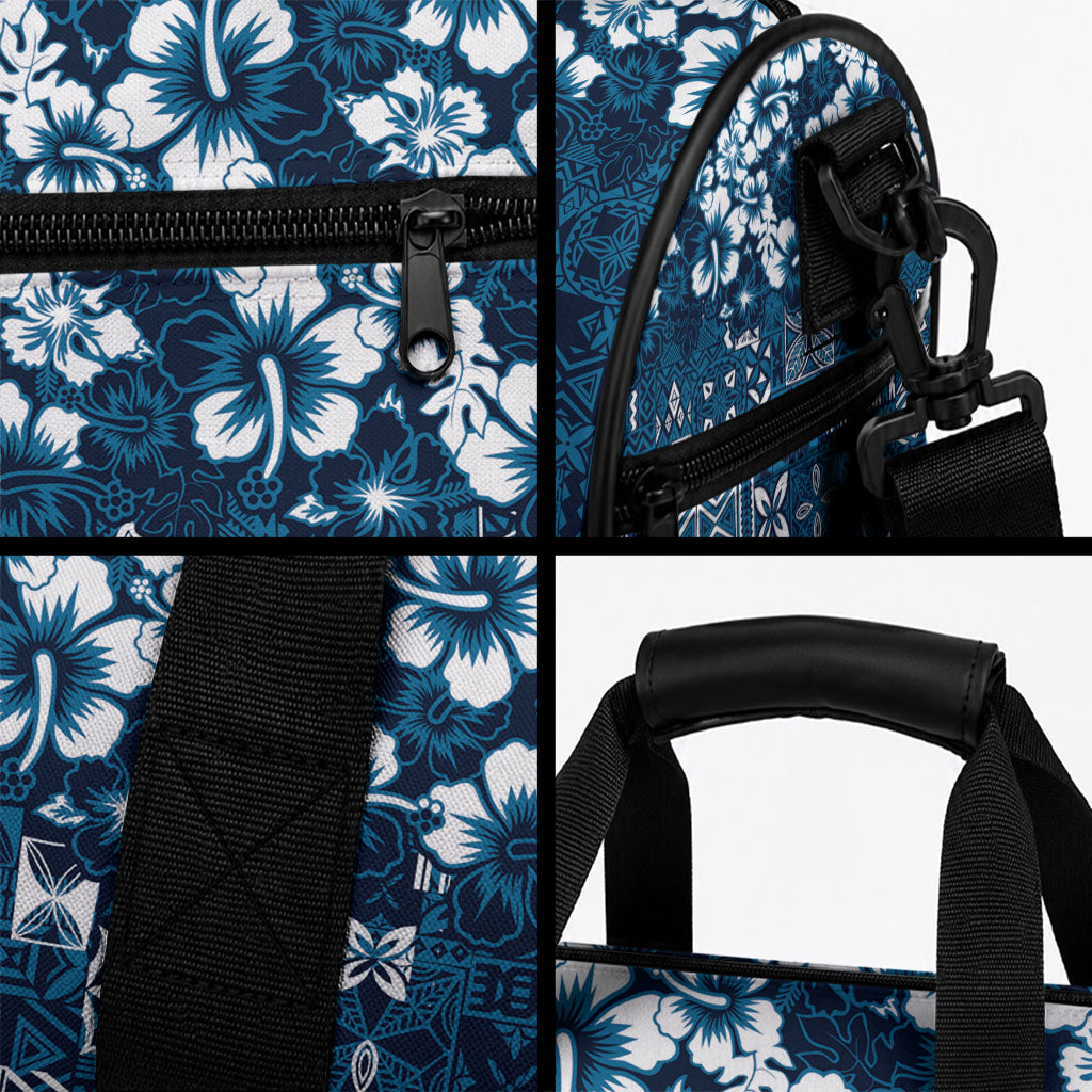 Blue Hawaiian Tapa Tribal Hibiscus Duffle Bag LT9 - Polynesian Pride