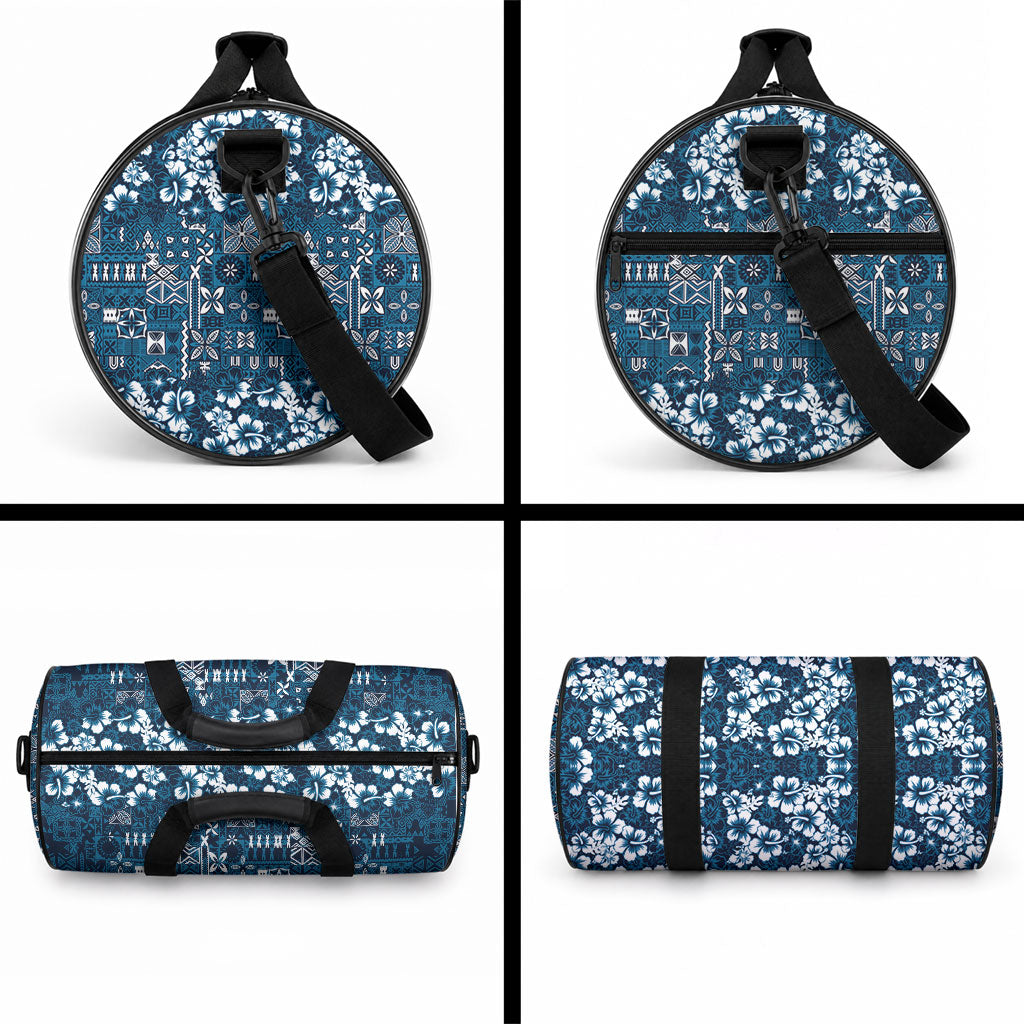 Blue Hawaiian Tapa Tribal Hibiscus Duffle Bag LT9 - Polynesian Pride