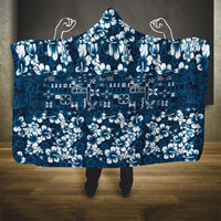 Blue Hawaiian Tapa Tribal Hibiscus Hooded Blanket LT9 - Polynesian Pride