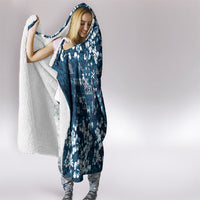 Blue Hawaiian Tapa Tribal Hibiscus Hooded Blanket LT9 - Polynesian Pride