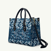 Blue Hawaiian Tapa Tribal Hibiscus Leather Bag LT9 Blue - Polynesian Pride