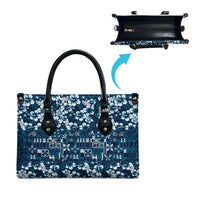 Blue Hawaiian Tapa Tribal Hibiscus Leather Bag LT9 - Polynesian Pride