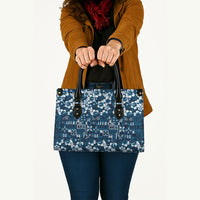 Blue Hawaiian Tapa Tribal Hibiscus Leather Bag LT9 - Polynesian Pride