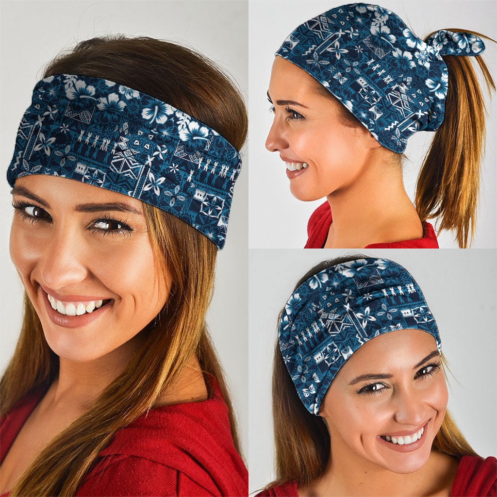 Blue Hawaiian Tapa Tribal Hibiscus Neck Gaiter LT9 - Polynesian Pride
