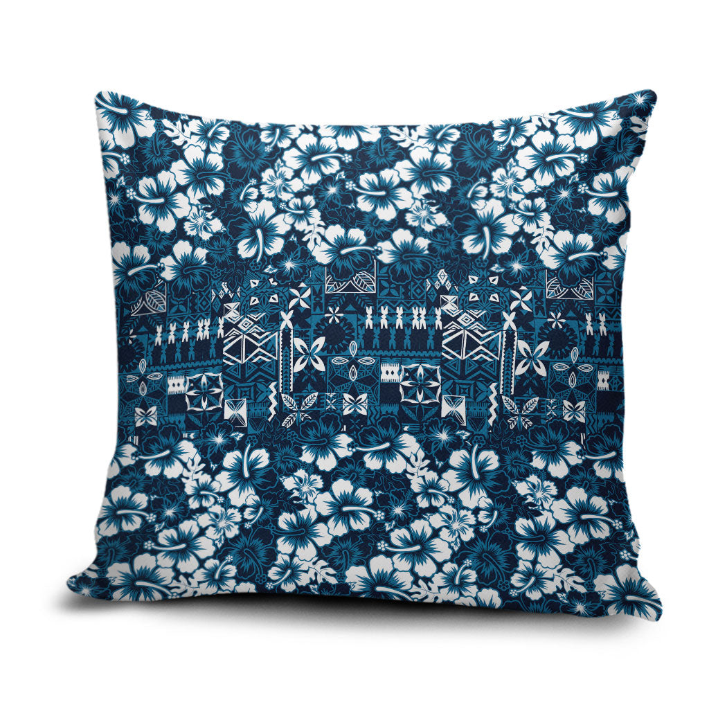 Blue Hawaiian Tapa Tribal Hibiscus Pillow Cover LT9 Blue - Polynesian Pride
