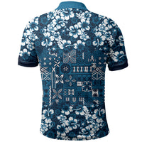 Blue Hawaiian Tapa Tribal Hibiscus Polo Shirt LT9 - Polynesian Pride