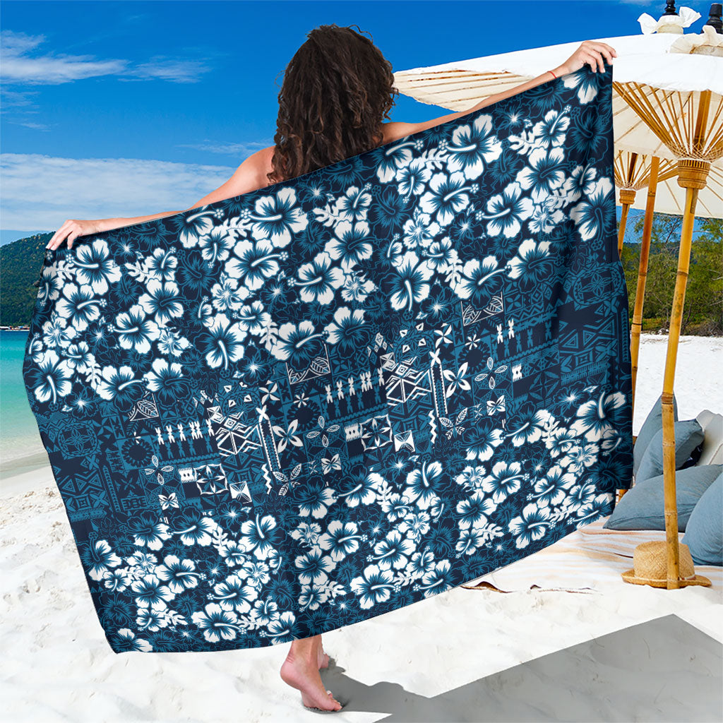 Blue Hawaiian Tapa Tribal Hibiscus Sarong LT9 One Size 44 x 66 inches Blue - Polynesian Pride