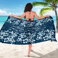 Blue Hawaiian Tapa Tribal Hibiscus Sarong LT9 - Polynesian Pride