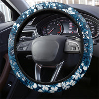 Blue Hawaiian Tapa Tribal Hibiscus Steering Wheel Cover LT9 - Polynesian Pride
