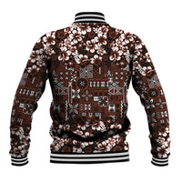 Burgundy Hawaiian Tapa Tribal Hibiscus Baseball Jacket LT9 - Polynesian Pride