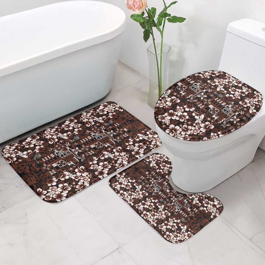 Burgundy Hawaiian Tapa Tribal Hibiscus Bathroom Set LT9 - Polynesian Pride