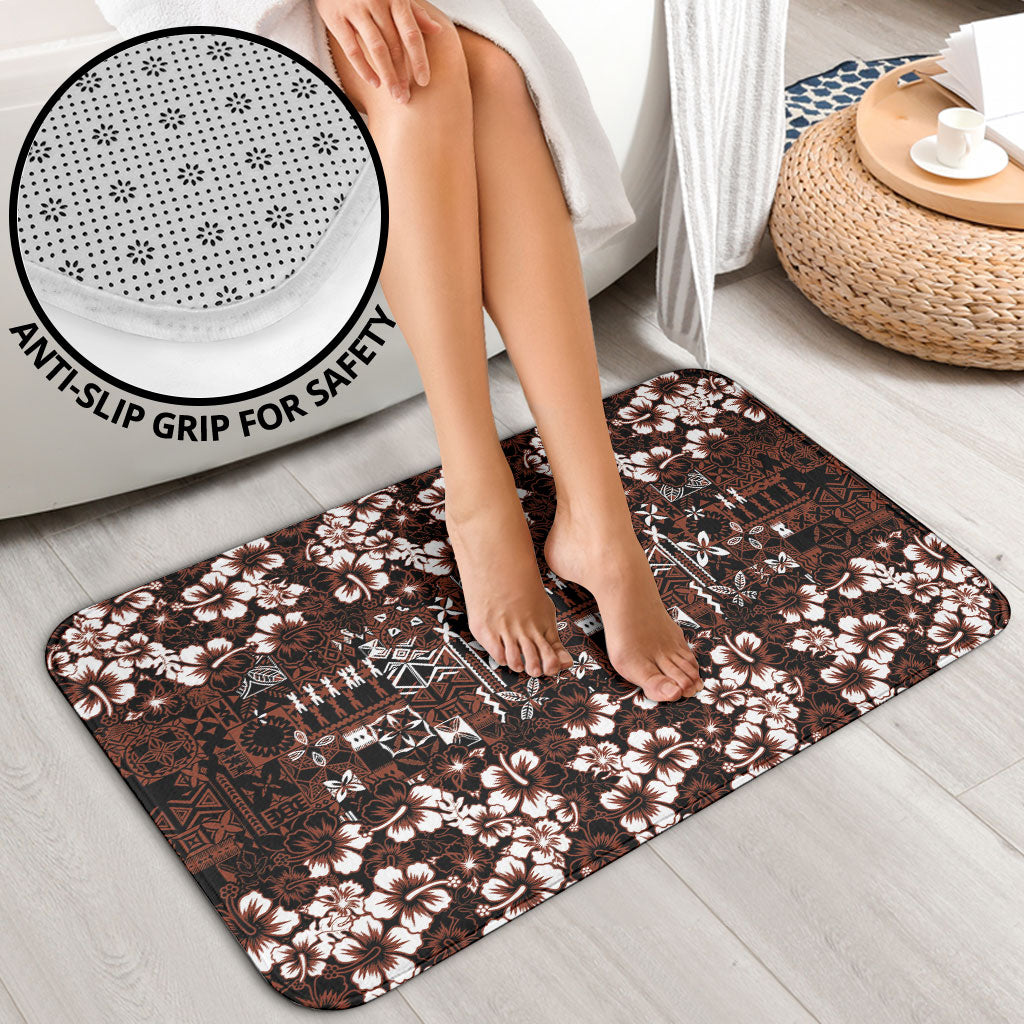 Burgundy Hawaiian Tapa Tribal Hibiscus Bathroom Set LT9 - Polynesian Pride