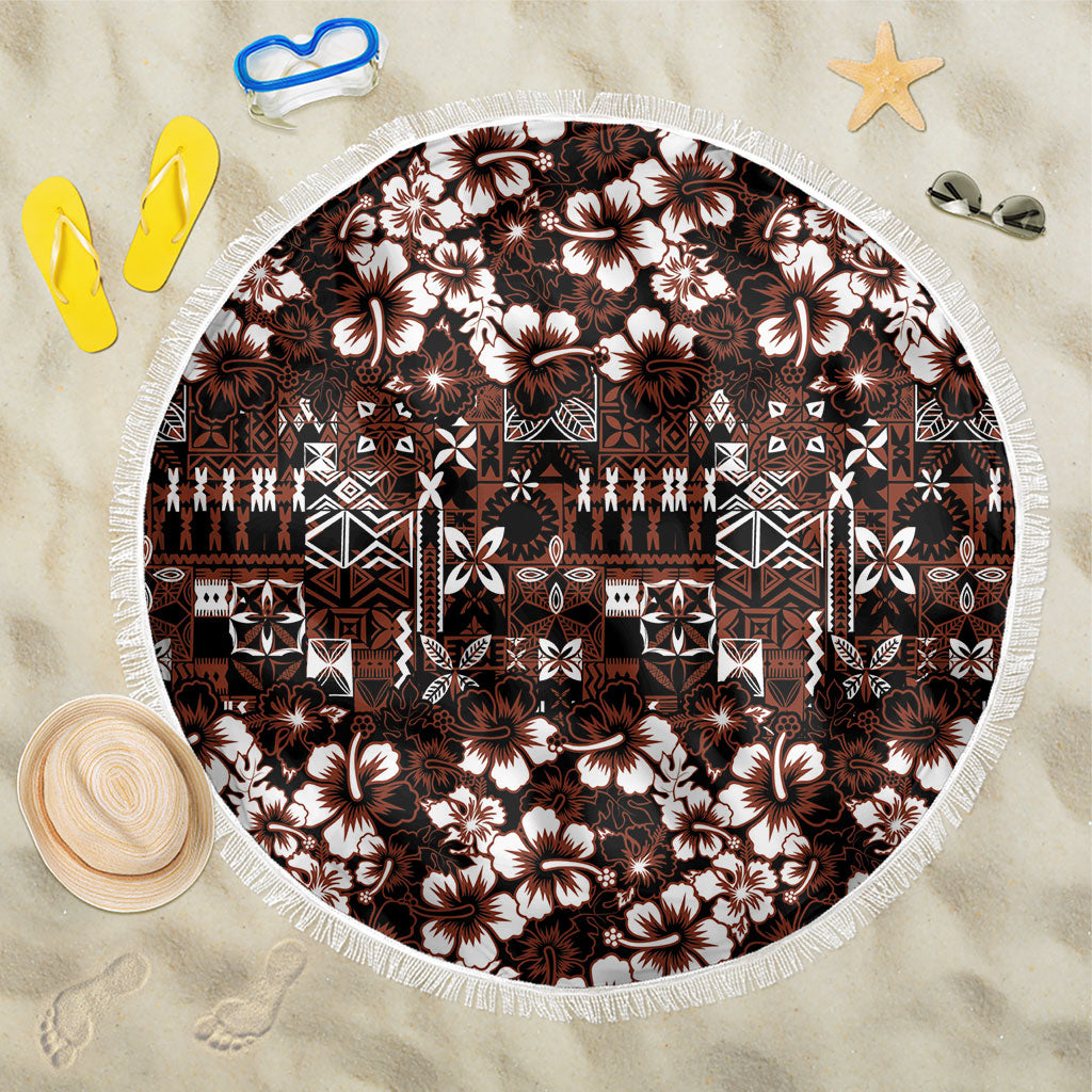Burgundy Hawaiian Tapa Tribal Hibiscus Beach Blanket LT9 One Size 150cm Burgundy - Polynesian Pride