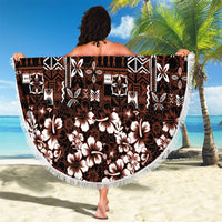 Burgundy Hawaiian Tapa Tribal Hibiscus Beach Blanket LT9 - Polynesian Pride